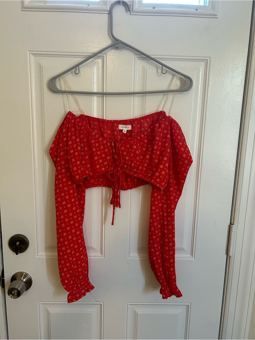Red Floral Off-Shoulder Crop Top